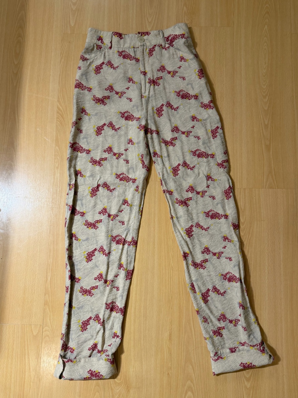 Zara Beige Floral Shorts with Pink Flowers